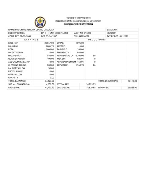 payslip bfp